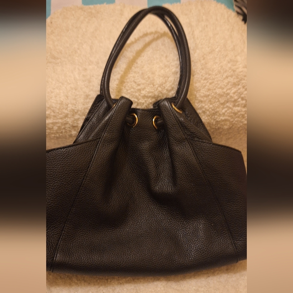 Michael Kors Black Leather Medium Bag Purse